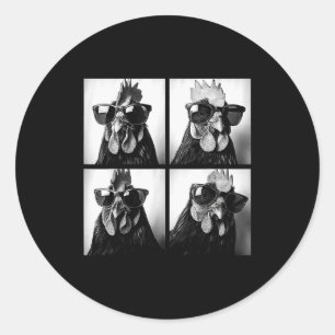 Rooster Wearing Sungles Photobooth Selfie Farm Chi Classic Round Sticker