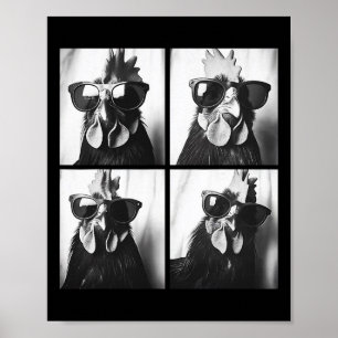 Rooster Wearing Sungles Photobooth Selfie Farm Chi Poster