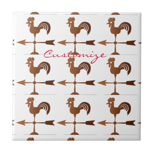 Rooster Weathervane Ceramic Tile (Front)
