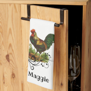 Rooster White Kitchen Towel Country Kitchen