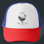 rooster with a funny fluent in fowl language quote trucker hat<br><div class="desc">A cute rooster with a funny fluent in fowl language quote</div>