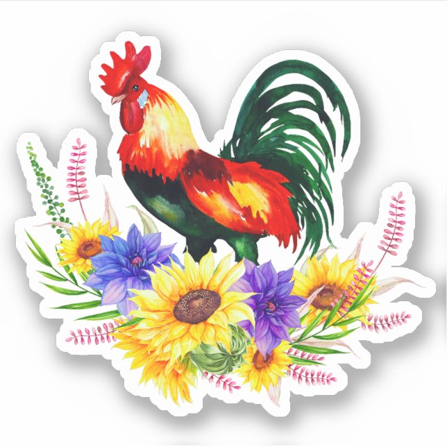 Rooster with Flowers  (Front)