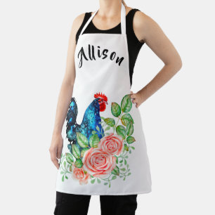 Rooster with Flowers Personalised Apron