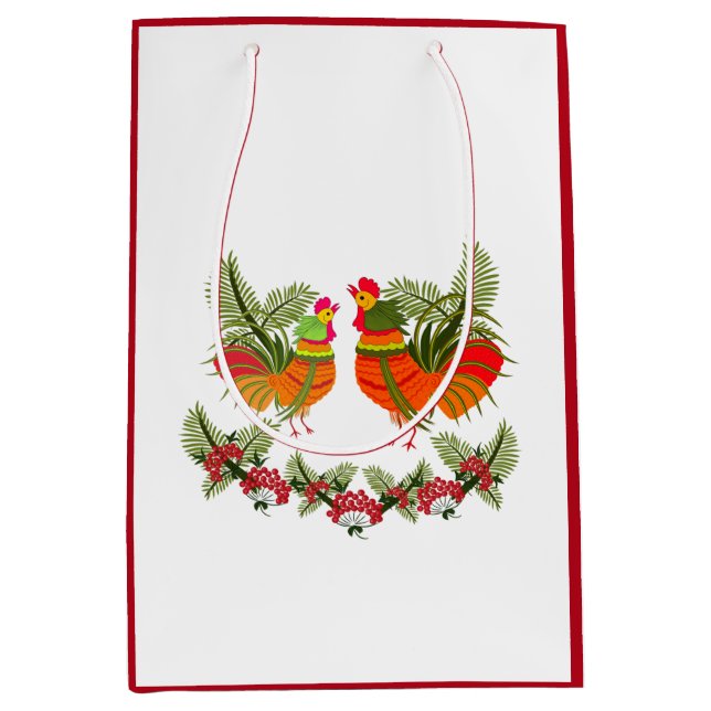 Rooster with hen medium gift bag (Front)