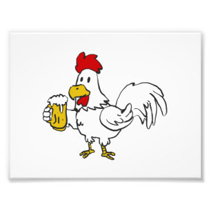Rooster with mug beer   choose background colour photo print