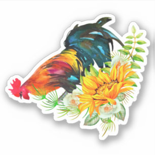 Rooster with Sunflowers