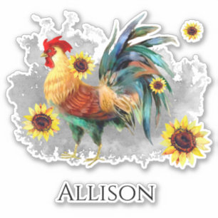 Rooster with Sunflowers Name
