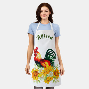 Rooster with Sunflowers Personalised Apron