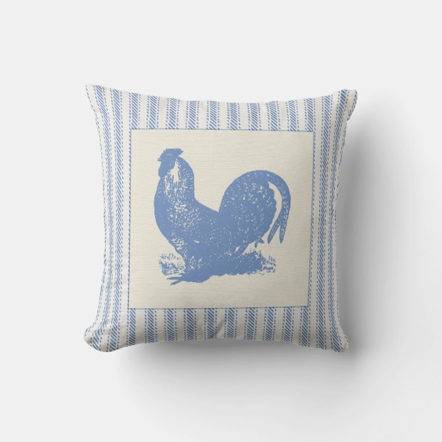 Rooster with Ticking Cushion (Front)