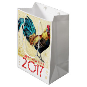 Rooster Year 2017 Greeting in Chinese M Gift Bag