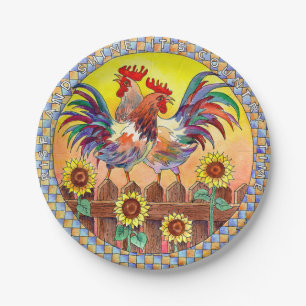 ROOSTERS by SHARON SHARPE Paper Plate