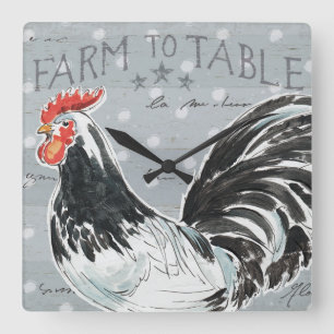 Roosters Call III Square Wall Clock