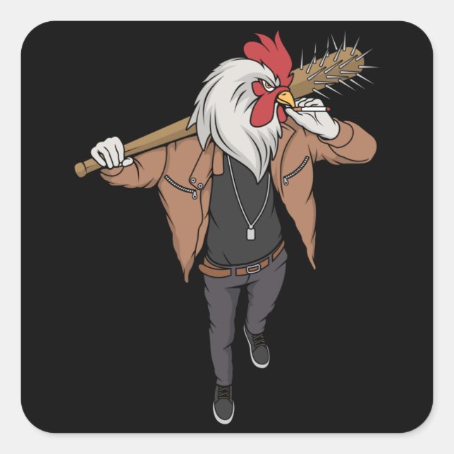 Roosters Fighting Square Sticker (Front)