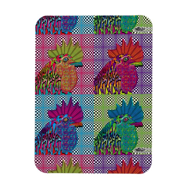 Roosters Gone Psycho Magnet (Vertical)