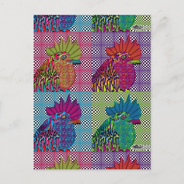 Roosters Gone Psycho Postcard (Front)