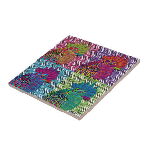 Roosters Gone Psycho Tile