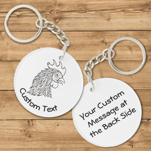 Rooster's Head Line Art Keychain