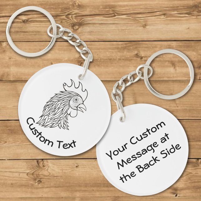 Rooster's Head Line Art Keychain (Creator Uploaded)