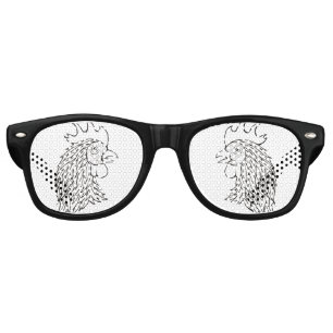 Rooster's Head Line Art Retro Sunglasses