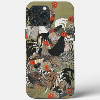 Roosters Hen Illustration by Ito Jakuchu iPhone 13 Pro Max Case