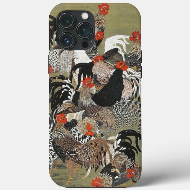 Roosters Hen Illustration by Ito Jakuchu Case-Mate iPhone Case (Back)