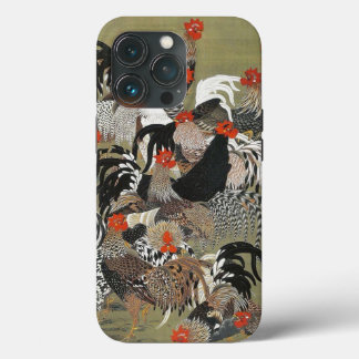 Roosters Hen Illustration by Ito Jakuchu iPhone 13 Pro Case