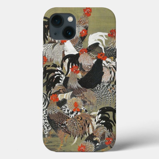 Roosters Hen Illustration by Ito Jakuchu Case-Mate iPhone Case (Back)