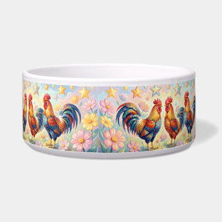 Roosters in garden