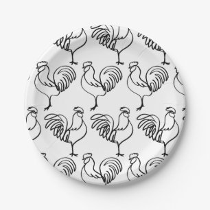 Roosters! Paper Plate