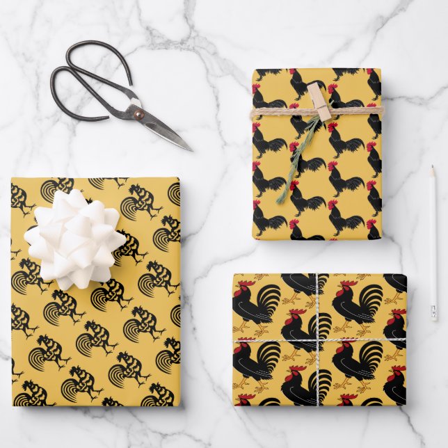Roosters Wrapping Paper Sheet (Front)