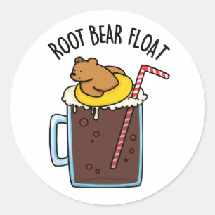 Root Bear Float Funny Root Beer Pun Classic Round Sticker