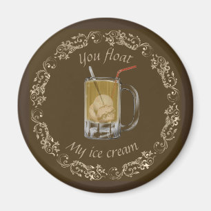 Root beer float old fashioned brown gold magnet