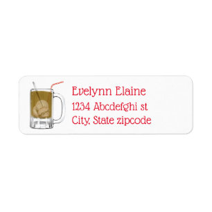 Root beer float return address label