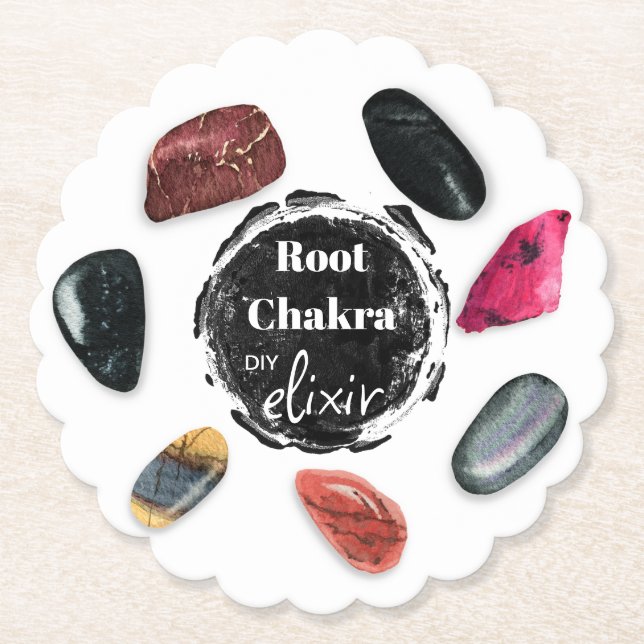 *~* Root Chakra Elixir AP64 Stones Paper Coaster (Front)