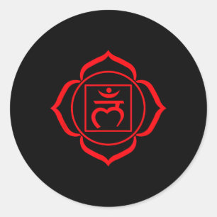 Root Chakra Symbol Red Muladhara Yogi Yoga Classic Round Sticker