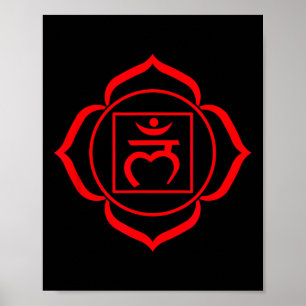 Root Chakra Symbol Red Muladhara Yogi Yoga  Poster