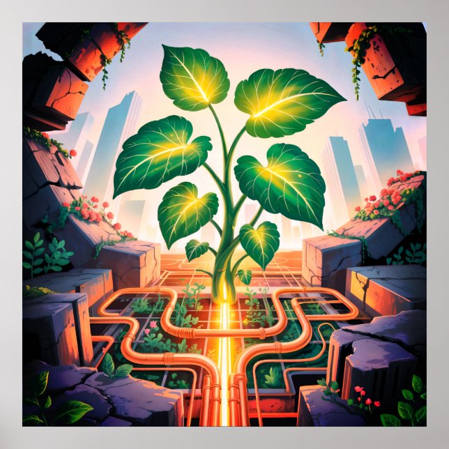 Root Circuit – Solarpunk Growth Art Poster (Front)