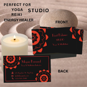 Root Ground Chakra Red Mandala Yoga Studio Business Card
