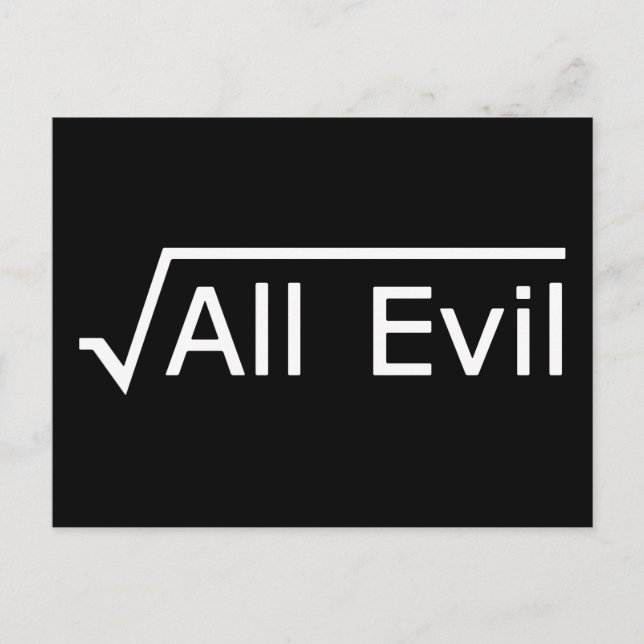 Root of All Evil - Funny Math Expression Postcard (Front)