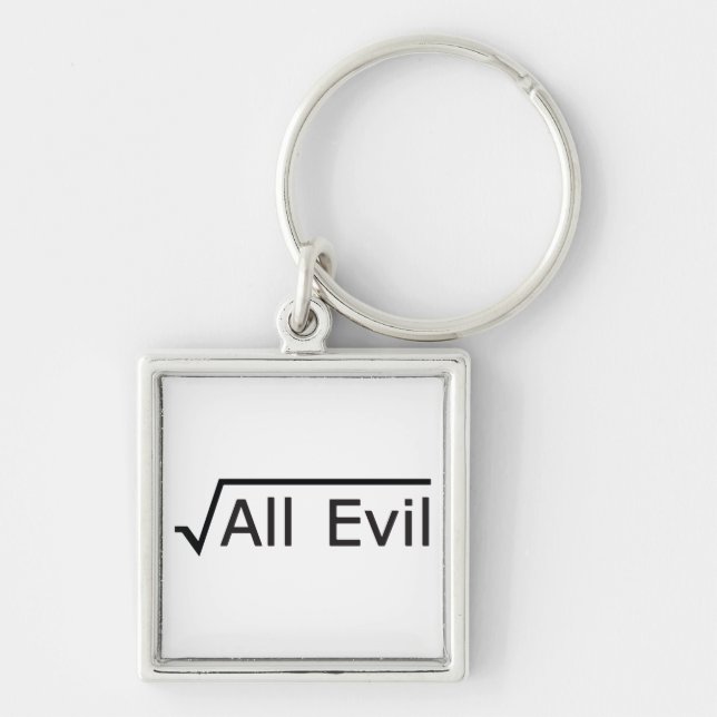 Root of All Evil - Math Humour / Math Geek Key Ring (Front)
