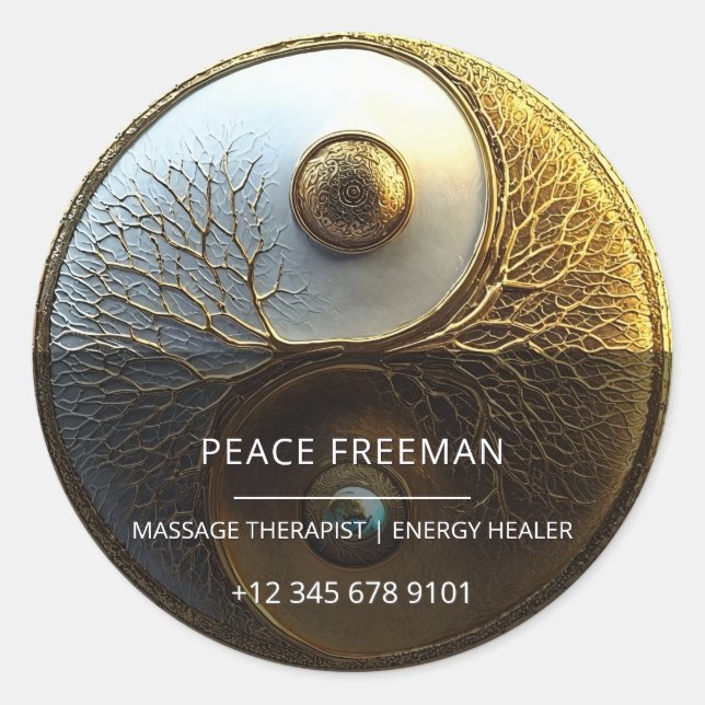 Root of Harmony | Yin Yang Design Classic Round Sticker (Front)