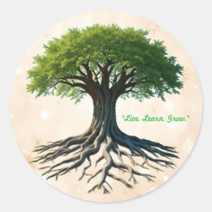 "Root Rise Thrive" Classic Round Sticker