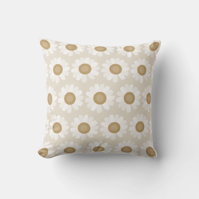 Rooted & Blooming – Beige Chamomile Cushion (Front)