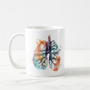 Rooted in Breath Watercolor Lungs Custom Coffee Mug