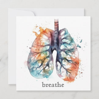 Rooted in Breath Watercolor Lungs Custom Holiday Card