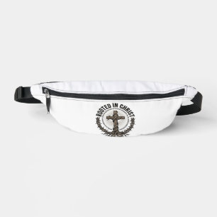 Rooted in Christ Cross Vintage Engraving Christian Bum Bags