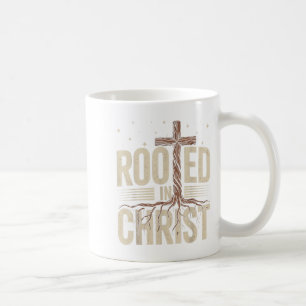 Rooted In Christ Jesus Cross Christian Faith Relig Coffee Mug