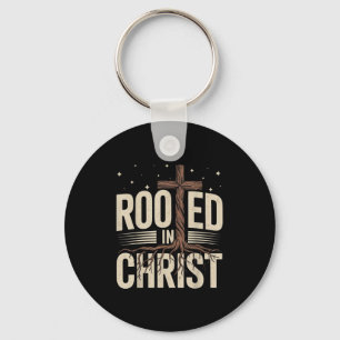 Rooted In Christ Jesus Cross Christian Faith Relig Key Ring