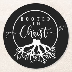 Rooted in Christ Round Paper Coaster