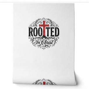Rooted in Christ Vintage Christian Cross Design_1 Wallpaper